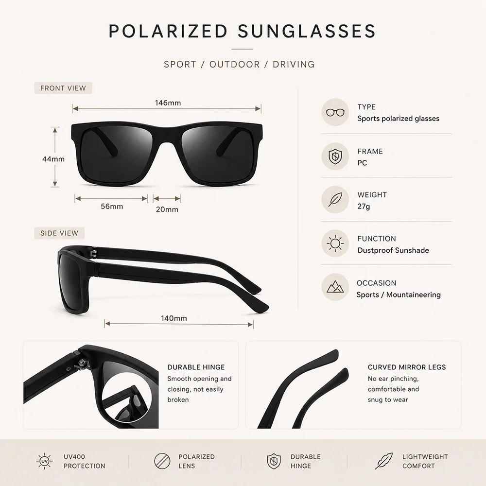 Nouvelles lunettes de soleil p - Fishing Sunglasses Polarized avis et prix